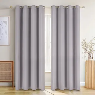 Blumtal 2er Set: Blickdicht & Thermovorhang – Kälteschutz – Grau - Grau