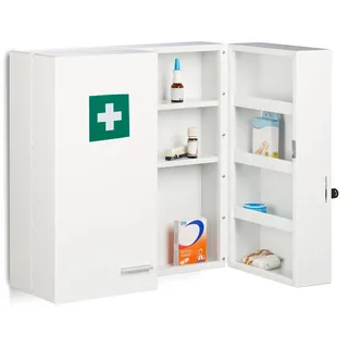 Relaxdays Medizinschrank, Stahl, HBT: 53 x 53 x 21,5 cm, weiß