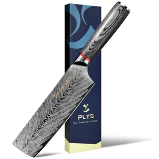 Plys Japanisch Nakiri Messer Scharf Küchenmesser: Titanbeschichtet Kochmesser Edelstahl Hackmesser Schwarz Gemüsemesser