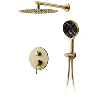 oihpaw Duschsystem Unterputz Regendusche Gebürstetes Gold 40 x 40 cm