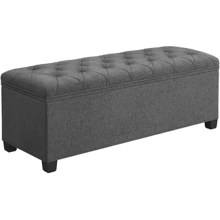 SONGMICS Sitzhocker mit Stauraum, Sitzbank mit Beinen, 40 x 110 x 40 cm Fußbank, Aufbewahrungsbox, bis 300 kg belastbar, für Wohnzimmer Schlafzimmer Flur, dunkelgrau LSF088G01