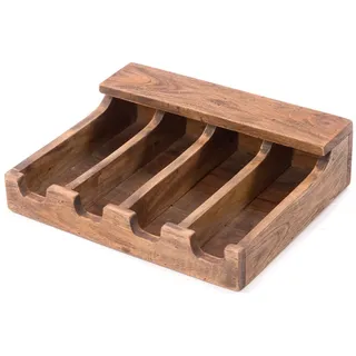 DESIGN DELIGHTS BESTECKKASTEN Palu | Mahagoni | Teak | rustikaler Organizer - Braun