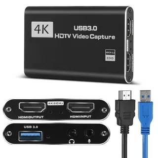 HeavenBird 4K HDMI Video Capture Card, Gaming-Capture-Karte mit Mikrofon, Full HD 1080P 60FPS USB-Capture-Karte, USB 3.0 HDMI-Videoaufnahmegerät