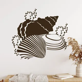 GRAZDesign Wandtattoo Muscheln Bad Wandaufkleber Badezimmer selbstklebend - 33x30cm / 049 königsblau