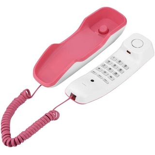 VBESTLIFE Wandtelefon,Verdrahtet Festnetztelefon mit Lautsprecher mit Pause/Mute/Wahlwiederholung für Haus, Büro,rosa