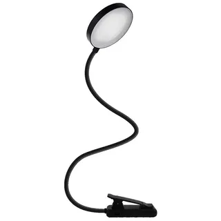 LQWELL LED Leselampe Leselampe Buch Klemme im Bett, USB Wiederaufladbare Leselicht, LED fest integriert, mit 3 Farbtemperaturen, 10 Helligkeitsstufen & Stufenloses Dimmen, 360° Flexibel Buchlampe für Kinder, Buchliebhaber schwarz Runden
