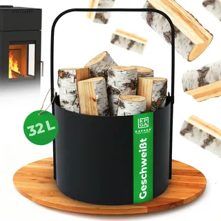 Kaminholzständer Metall schwarz KAMINHOLZKORB Feuerkorb Holzkorb Tragekorb 40 cm