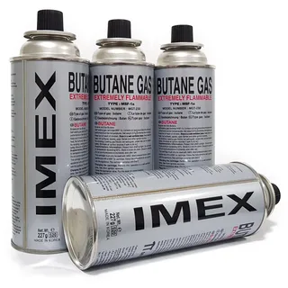 IMEX Gaskartuschen für Gaskocher, Universal Butangas Campingas für Gaskocher Gasheizung Butan Gas mit Ventil MSF-1a, 227g (28 Stück)