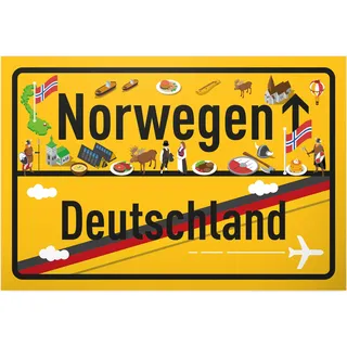 DankeDir! Norwegen Deutschland Ortsschild - Kunststoff Schild 30 x 20 cm - Geschenk Idee Gutschein Reise Urlaub Reisegutschein Männer & Frauen Geldgeschenk Abschiedskarte Geschenkidee Deko Karte