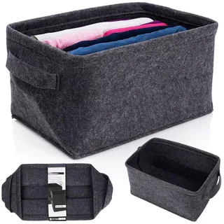 Vilde Aufbewahrungskorb Filzkorb Aufbewahrungsbox aus Filz faltbar schwarz | 36x27x20 cm