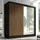 2-türig Schrank 200 cm mit Spiegel Schwarz