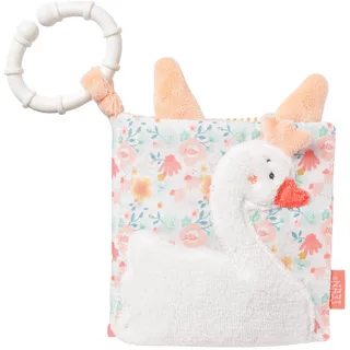 Fehn Soft Bilderbuch Schwanensee – Baby Fühlbuch aus Stoff mit Tier Motiven - Stoffbuch Spielzeug zum Aufhängen für Kinderwagen und Babyschale – Knisterbuch für Babys und Kinder ab 0+ Monaten