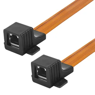 50cm DSL LAN Fensterdurchführung Türdurchführung Flachkabel Ultra flach, RJ45-Buchse Kupplung weiblich auf F-Buchse Kupplung weiblich, CAT.5e, transparent