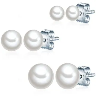VALERO PEARLS Set Ohrstecker aus Sterling Silber mit Süßwasser-Zuchtperlen ca. 4,0-6,0 mm
