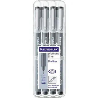 Staedtler pigment liner 308 Fineliner schwarz 0,1 + 0,3 + 0,5 + 0,7 mm, 4 St.