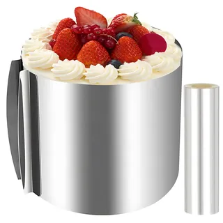 20 cm Hoch Tortenring Verstellbar + Tortenrandfolie 20*1000 cm- Verstellbar Ø 16-30cm Edelstahl Backring - Kuchenring Rund Verstellbar - ProfiTortenring für mehrschichtige Kuchen, Schicht, Motivtorten