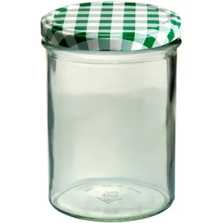 Mambocat 24er Set Sturzglas 435 ml Marmeladenglas Einmachglas Einweckglas To 82 grün karierter Deckel incl. Diamant-Zucker Gelierzauber Rezeptheft