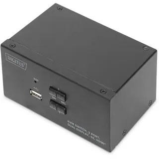 Digitus KVM-Switch, 2-Port, Dual-Display, 4K, HDMI