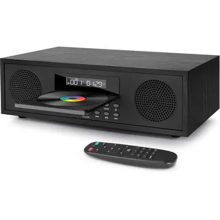 Kompaktanlage mit CD Bluetooth, CD-169 Stereoanlage Kompaktanlage CD-Player mit 2 x 20 Watt Mini HiFi Anlage, UKW-Radio, Aux-In, USB-Wiedergabe, Stereoanlage mit CD Micro HiFi System (Holzmaserung)
