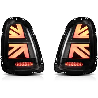 LLCTOOLS Voll LED Rückleuchten für Mini Cooper R56 R57 R58 R59 2007-2013, Klar schwarz