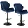 2er Set Tresenhocker Bistrohocker Designer Hocker Rückenlehne höhenverstellbar drehbar Samt Stahl Blau