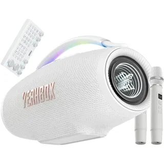 YEAHBOX Ultra 320 K Karaoke Bluetooth Lautsprecher, 320W RMS, Weiß | 3-Wege-5-Treiber-System, HDMI ARC, LED-Lichteffekte und TWS für kraftvollen Klang und vielseitige Party-Unterhaltung.