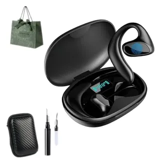 Talkbuds Translator, Qinux Talkbuds, 2025 KI Kopfhörer Übersetzer, 3-in-1 Sprachübersetzer Kopfhörer 144 Sprachen mit App, Open ear kopfhörer bluetooth, für Reisen, Business, Lernen (1-Black)