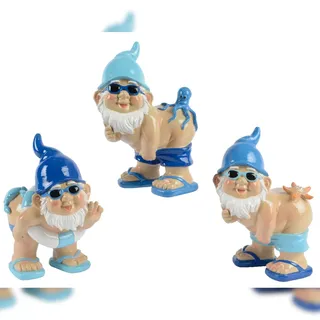 Decoris 1 Gartenzwerg im Strandoutfit 12x18cm Keramik Gartenfigur Keramikwichtel Gartendekofiguren Lustige Sommerdeko Gartendeko Pooldeko Dekofiguren Maritim