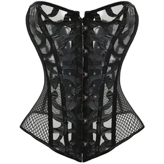 SimidunEUR Damen Korsagen Body Shaper Mesh Vollbrust Corsage Top Bustiers Übergrößen - XXL-3XL