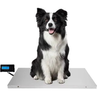 Begoniape Digitale Tierwaage 300KG, Veterinärwaage Paketwaage Plattformwaage Rostfreier Stahl, Babywaage Hundewaage mit Zwei Modi Tara-Funktion 103x53cm Weiß