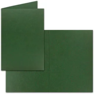 50x Falt-Karten DIN A6 in Moosgrün - 10,5 x 14,8 cm - Blanko - Doppel-Karten - 225 g/m2