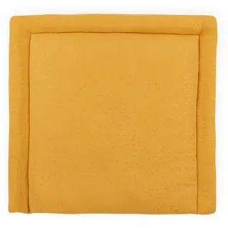 KraftKids Wickelauflage in Musselin goldene Punkte auf Gelb, Wickelunterlage 78x78 cm (BxT), Wickelkissen