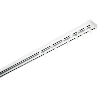 GARDINIA Aluminium-Vorhangschienen-Set Lara 2-läufig Weiß 140 - 225 cm