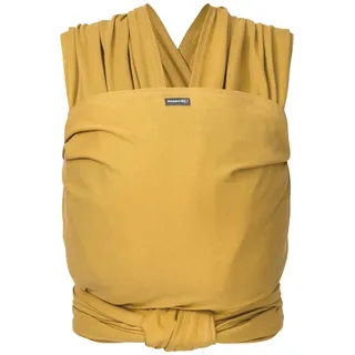 Hoppediz Elastisches Baby-Tragetuch - für Neugeborene ab Geburt (2-9 kg) - aus kbA-Baumwolle - Curry 5,40 m