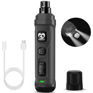 Casfuy Krallenschleifer für Hunde mit 2 LED-Leuchten – 2 Geschwindigkeiten, leiser, leistungsstarker elektrischer Krallenschneider für kleine, mittelgroße Hunde und Katzen