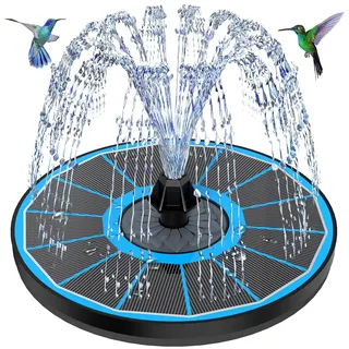 Solar Springbrunnen mit 3.5W Glas Solarpanel, Solar Teichpumpe 2026 Upgrade, Runden Solarbrunnen mit 8 Düsen & 4 Fixe Rohre Solar Wasserpumpe Solar Schwimmender Fontäne Pumpe für Garten, Vogel-Bad