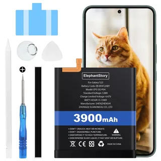 Elephantstory Akku für Samsung Galaxy S23 SM-S911B, 3900 mAh Batteriecode EB-BS912ABY Lithium-Polymer Ersatzakku mit Reparatur Werkzeugsatz