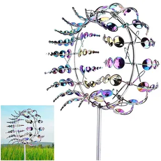 NURII Magisches Windspiel, Windrad Fuer Draussen Metall Stehend, Deko FüR DraußEn, Windspinner Metall, füR Hof Und Garten FüR Den AußEnbereich, Dekoration, Windskulptur,Colorful