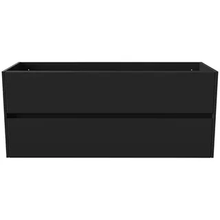 BELVIT DRAVA Waschbeckenunterschrank Waschtisch 120 cm Mattschwarz 2 Schubladen Softclose grifflos Badezimmer