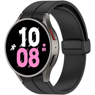 Armband für Galaxy Watch FE/7/6/6 Classic/5/5 Pro/4/4 Classic, Bizon Strap Watch Silicone L, Schwarz