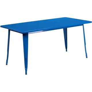 Flash Furniture 31.5'' x 63'' Rectangular Blue Metal Indoor-Outdoor Table, Blau