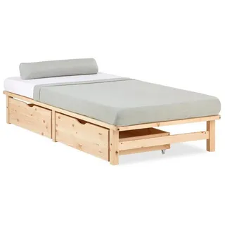 Homestyle4u Bettkasten 2er Set Holz Aufbewahrung mit Rollen Bettschublade Bett Auszug Schublad | 82 cm X 22 cm X 53 cm