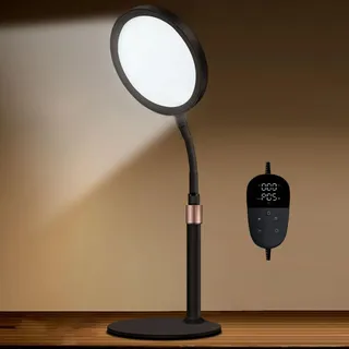 Trayvespace Tageslichtlampe Tageslichtlampen, 10000 Lux Lampe mit 3 Lichtfarben und 9 Einstellbaren Helligkeiten und 3 Timer, Tageslicht Daylight (Schwarz)