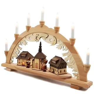 XXL Schwibbogen Innenbeleuchtet Seiffener Kirche Original Vogtland Souvenir Schwippbogen Lichterbogen 57cm