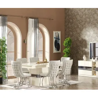 aea Esszimmer Set 7tlg Esstisch mit 6x Stühle), Modern Design Luxus Möbel Komplett