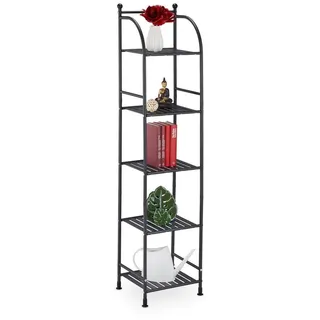 Relaxdays Schmales Standregal mit 5 Ablagen Schwarz