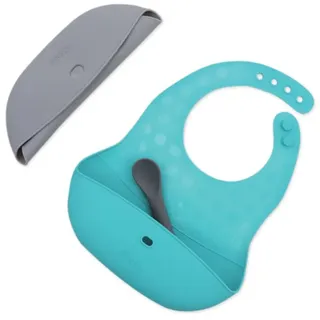BBLÜV Pöket Lätzchen mit Löffelchen Grey/Aqua 2 St.