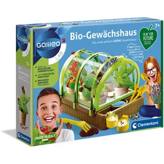 Clementoni Galileo Lab – Bio-Gewächshaus, Garten-Set aus 100% recyceltem Material, Pflanzkasten mit Samen & Werkzeugsatz, Biologie Spiel für Kinder ab 7 Jahren 59237