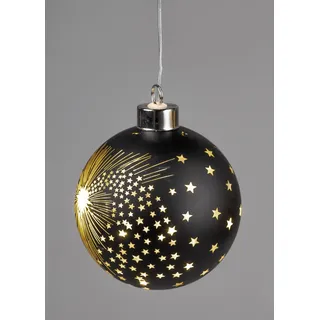 formano Kugel hängend Deko schwarz mit Timer Weihnachten Dekoration Fenster Schmuck 10 cm