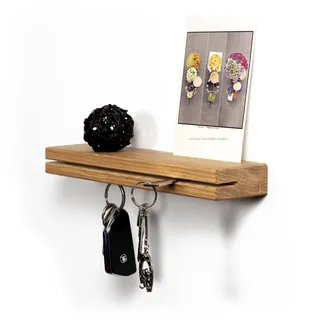 WOODS Schlüsselbrett mit Ablage Holz Eiche in 30cm mit Magnet und praktischem Schlitz, Schlüsselhalter modern, Schlüsselboard aus Massivholz für Briefe oder Notizen Design aus Bayern